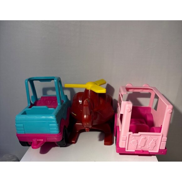 Little People Toy Set Of 3 Blue Truck Red Helicopter & Pink Ice Cream Truck - Picture 7 of 10